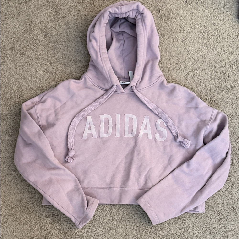 Adidas Cropped Hoodie Soft Cotton Dusty Lavender Soft Vision Women's Medium